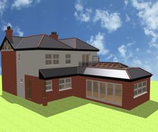 Rear extension with balcony and roof lantern in Little Baddow