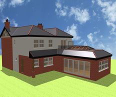 Rear extension with balcony and roof lantern in Little Baddow