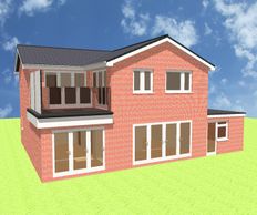 Architectural design of a flat roof extension with balcony , Purleigh