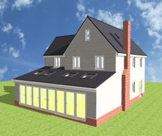 Maldon rear extension to house with pitched roof drawings
